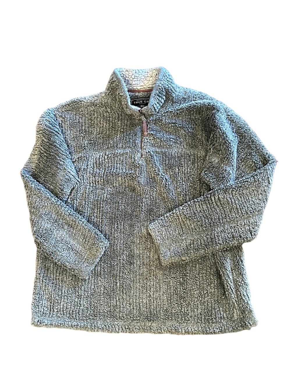 True Grit Womens XL Olive Green Corduroyed Fleece Pullover Quarter Zip